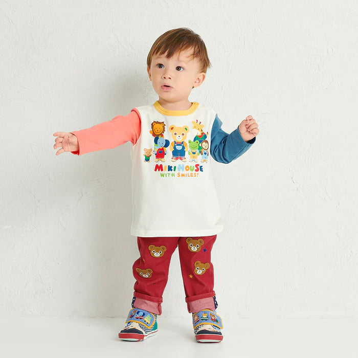 미키하우스 신발 일본 키즈 베이비 아기 운동화 푸치와 기차 자수