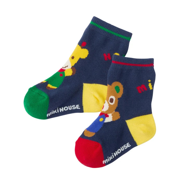 미키하우스 양말 일본 키즈 유아 삭스 푸치 좌우 다른 무늬 포인트