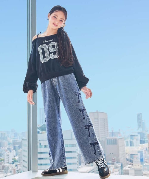 데비록 바지 일본 devirock 아동복 하트 리본 데님 와이드 팬츠 4컬러