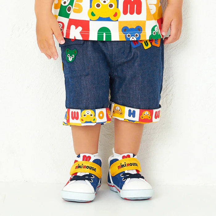 미키하우스 바지 일본 키즈 팬츠 7부 포켓 로고 데님