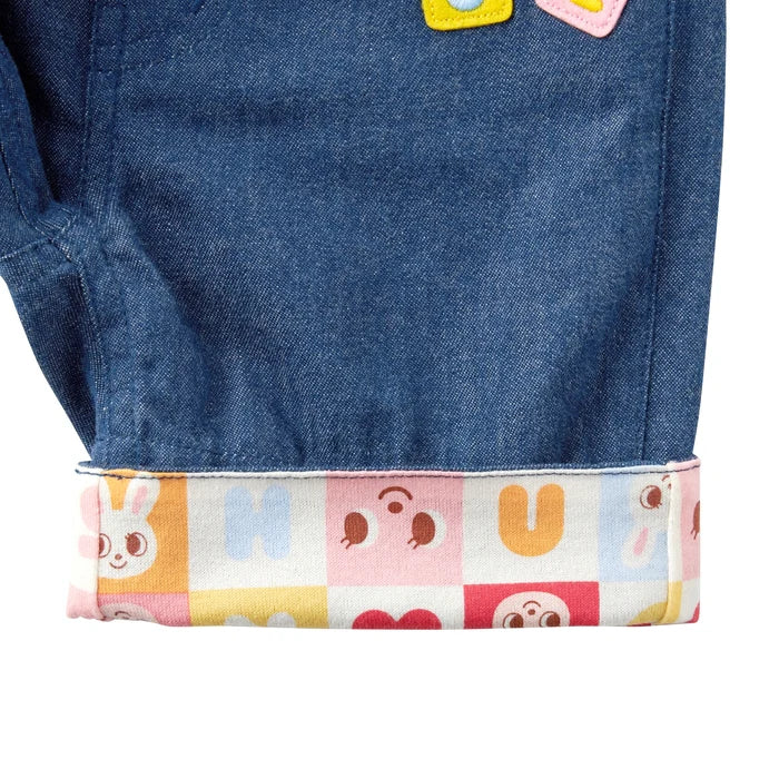 미키하우스 바지 일본 키즈 팬츠 7부 포켓 로고 데님