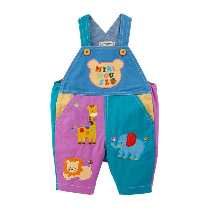 미키하우스 바지 일본 키즈 멜빵바지 동물원 6부 팬츠 2컬러