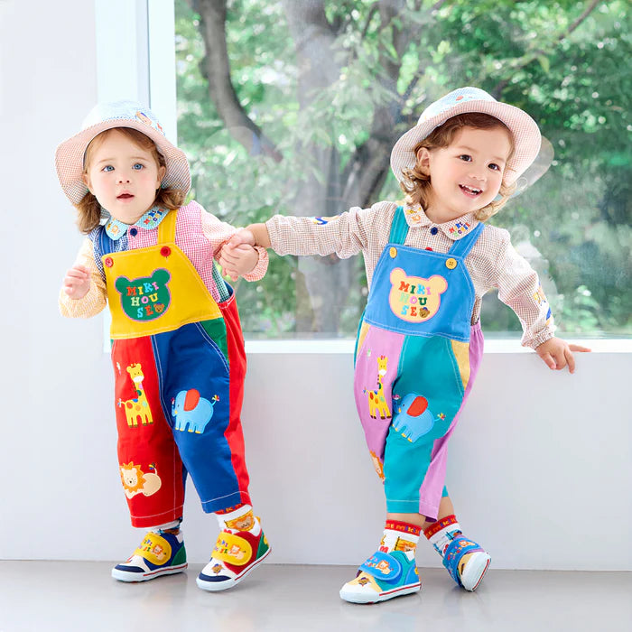 미키하우스 바지 일본 키즈 멜빵바지 동물원 6부 팬츠 2컬러