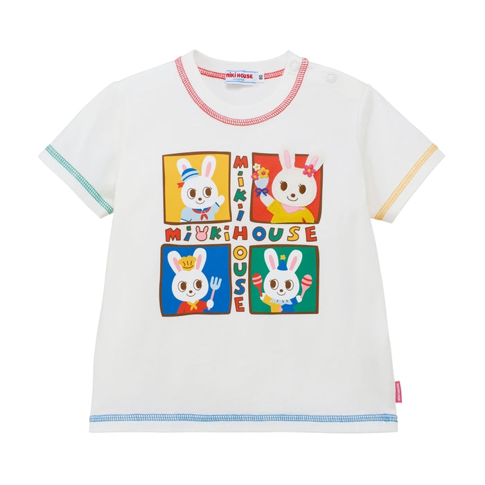 미키하우스 키즈 티셔츠 일본 MIKIHOUSE 반팔티 쁘띠 우사기 프린트 2컬러