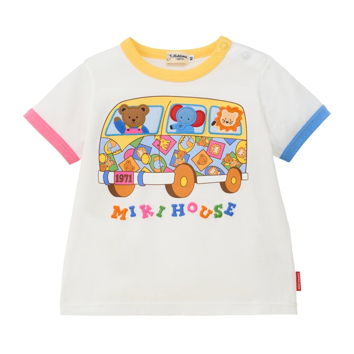 미키하우스 키즈 티셔츠 일본 MIKIHOUSE 반팔티 쁘띠 미니버스 동물 프린트