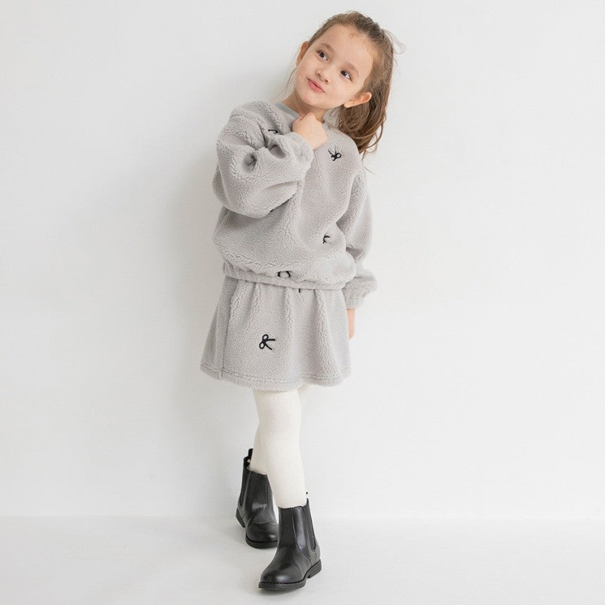 브란셰스 키즈 치마 일본 branshes 스커트 리본 자수 양털 보아 2컬러