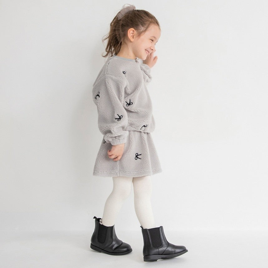 브란셰스 키즈 치마 일본 branshes 스커트 리본 자수 양털 보아 2컬러