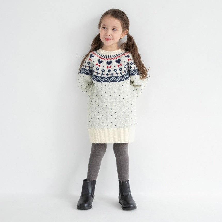 브란셰스 키즈 치마 일본 branshes 원피스 북유렵 스타일 하트 니트 프린트 2컬러