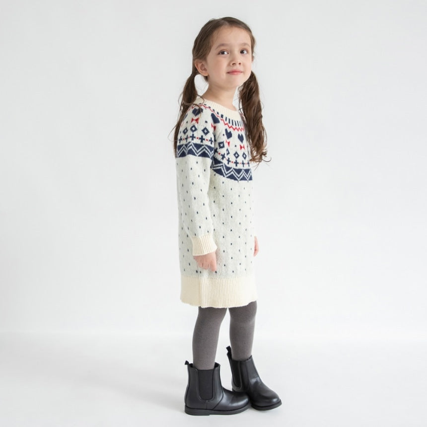 브란셰스 키즈 치마 일본 branshes 원피스 북유렵 스타일 하트 니트 프린트 2컬러