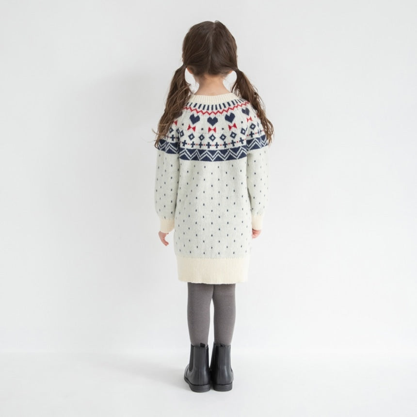 브란셰스 키즈 치마 일본 branshes 원피스 북유렵 스타일 하트 니트 프린트 2컬러