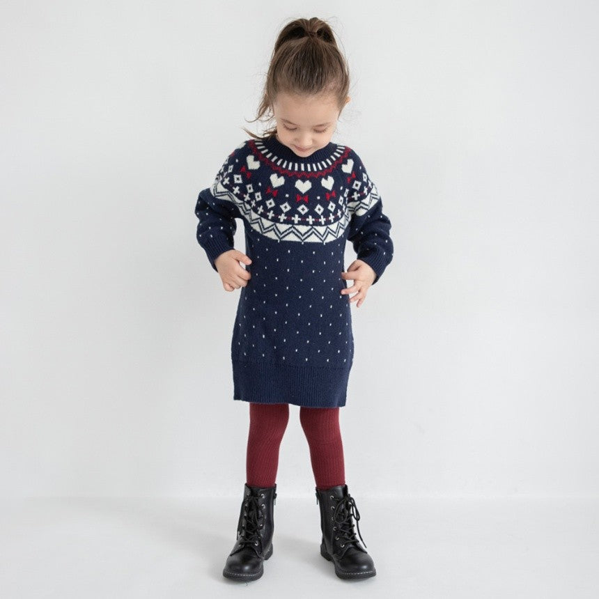 브란셰스 키즈 치마 일본 branshes 원피스 북유렵 스타일 하트 니트 프린트 2컬러