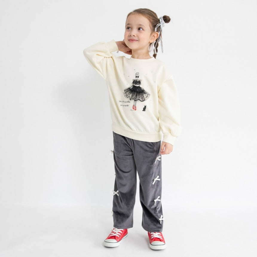 브란셰스 키즈 바지 일본 branshes 사이드 리본 샤기 팬츠 2컬러