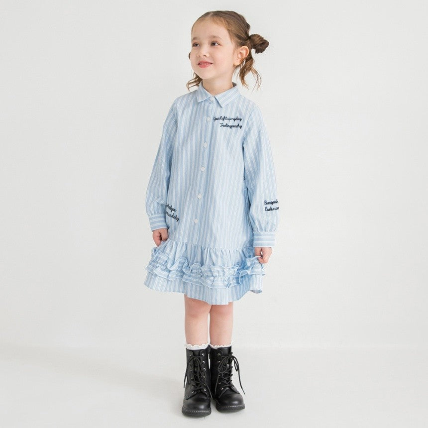 브란셰스 키즈 치마 일본 branshes 원피스 스트라이프 로고 자수 2컬러