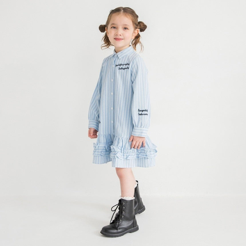 브란셰스 키즈 치마 일본 branshes 원피스 스트라이프 로고 자수 2컬러