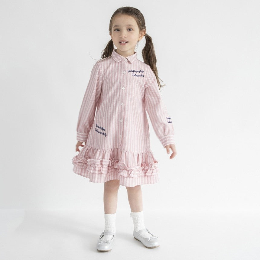 브란셰스 키즈 치마 일본 branshes 원피스 스트라이프 로고 자수 2컬러