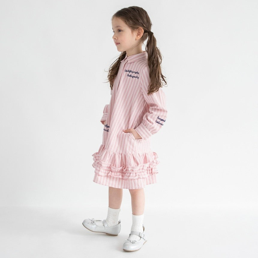 브란셰스 키즈 치마 일본 branshes 원피스 스트라이프 로고 자수 2컬러