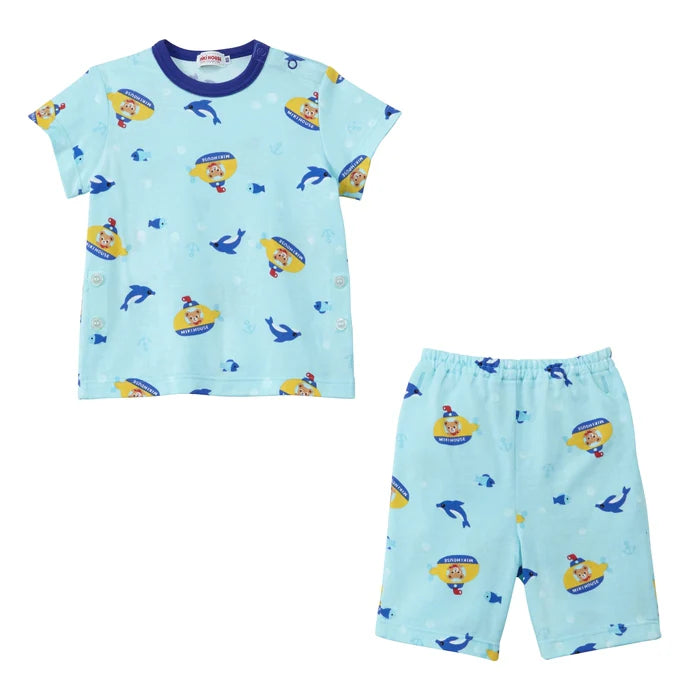 미키하우스 티셔츠 일본 키즈 잠옷 반팔티 6부 바지 세트