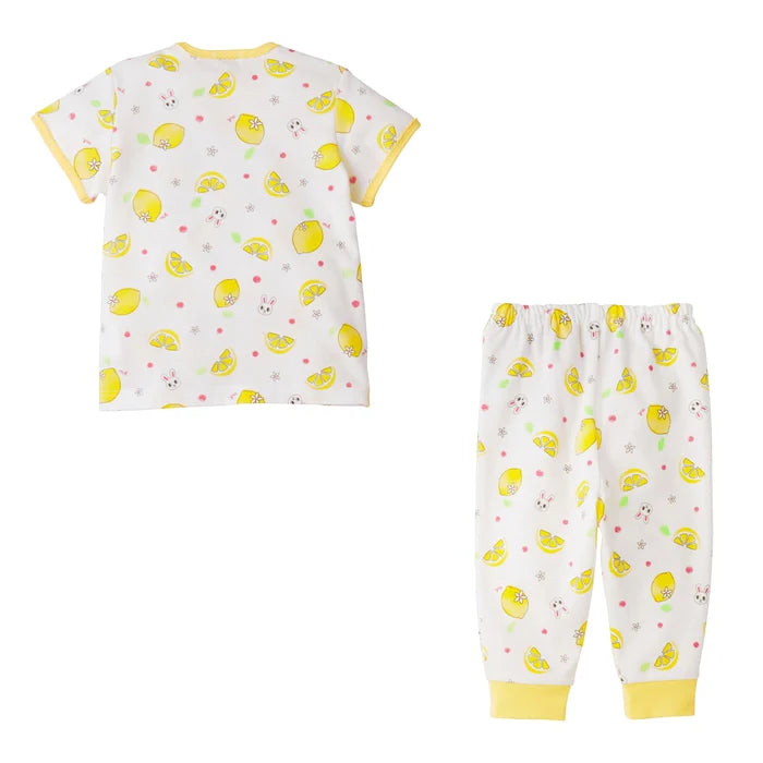 미키하우스 티셔츠 일본 키즈 잠옷 반팔티 긴바지 세트 레몬 디자인