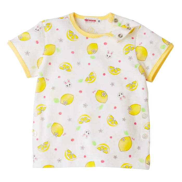 미키하우스 티셔츠 일본 키즈 잠옷 반팔티 긴바지 세트 레몬 디자인