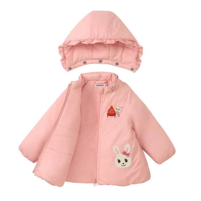 미키하우스 패딩 일본 키즈 유아 점퍼 우사기 토끼 후드 프릴
