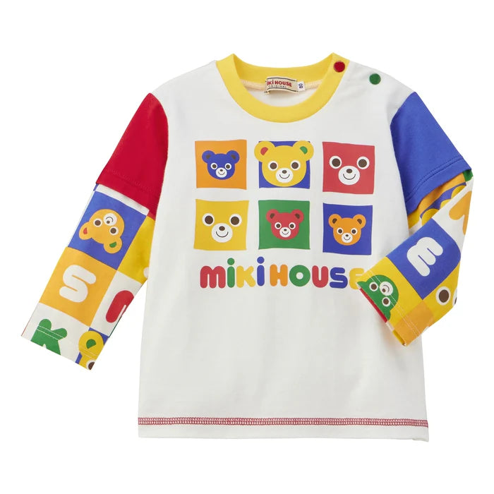 미키하우스 티셔츠 일본 키즈 긴팔티 블록 푸치 캐릭터 2컬러