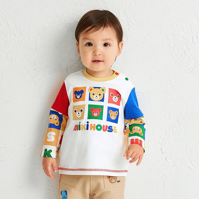 미키하우스 티셔츠 일본 키즈 긴팔티 블록 푸치 캐릭터 2컬러