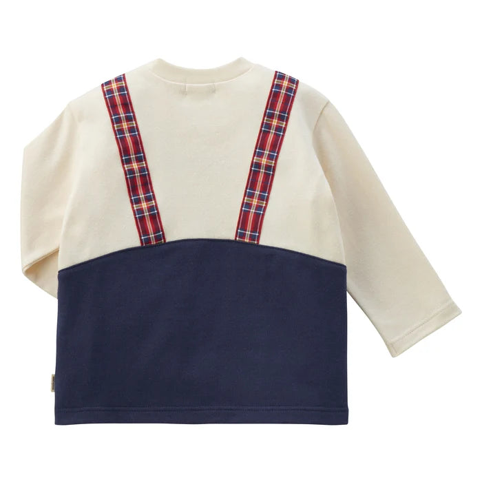 미키하우스 티셔츠 일본 키즈 긴팔티 곰돌이 멜빵 디자인 2컬러