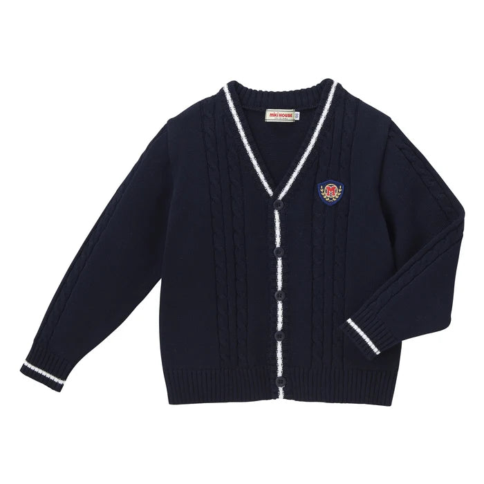 미키하우스 가디건 일본 키즈 카디건 스쿨 와펜 자수