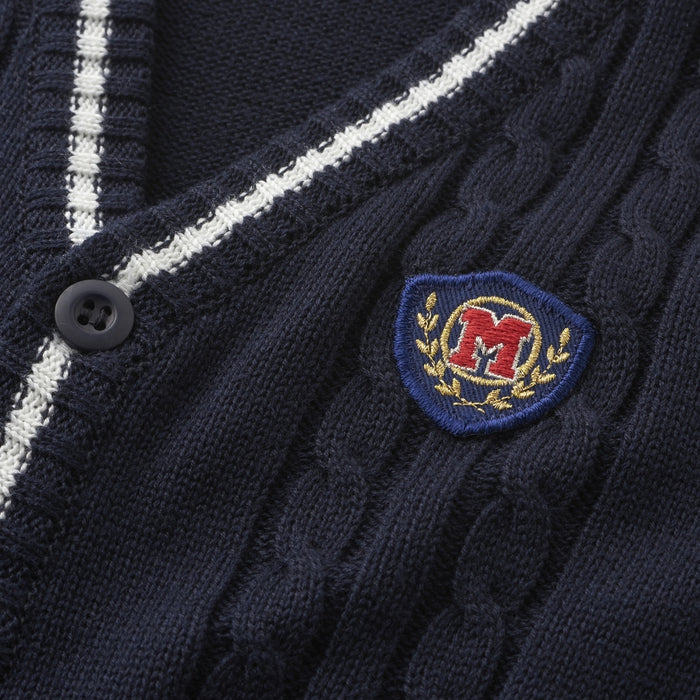 미키하우스 가디건 일본 키즈 카디건 스쿨 와펜 자수