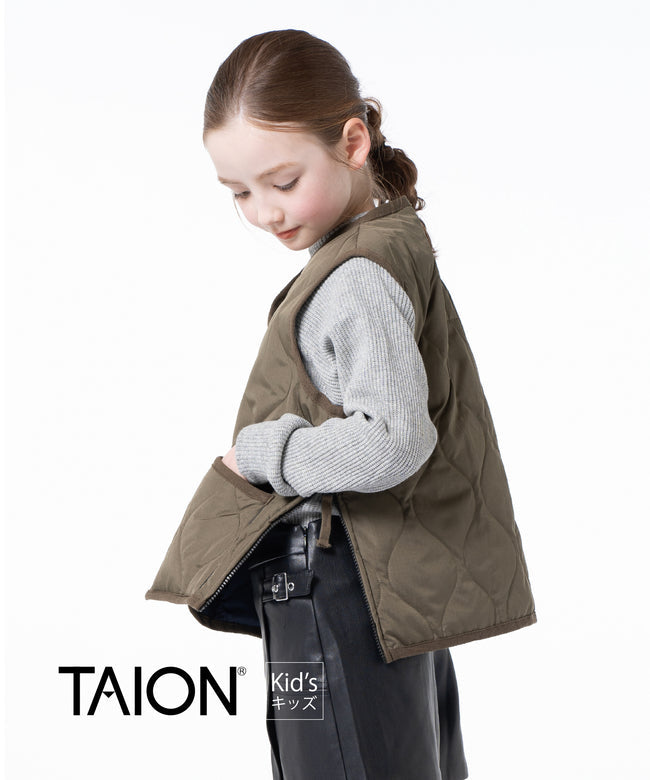 타이온 키즈 패딩 조끼 일본 TAION 베스트 밀리터리 브이넥 짚업 6컬러