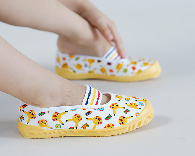 아사히 키즈 신발 일본 학교 실내화 포켓몬스터 피카츄 포켓몬 화이트 컬러