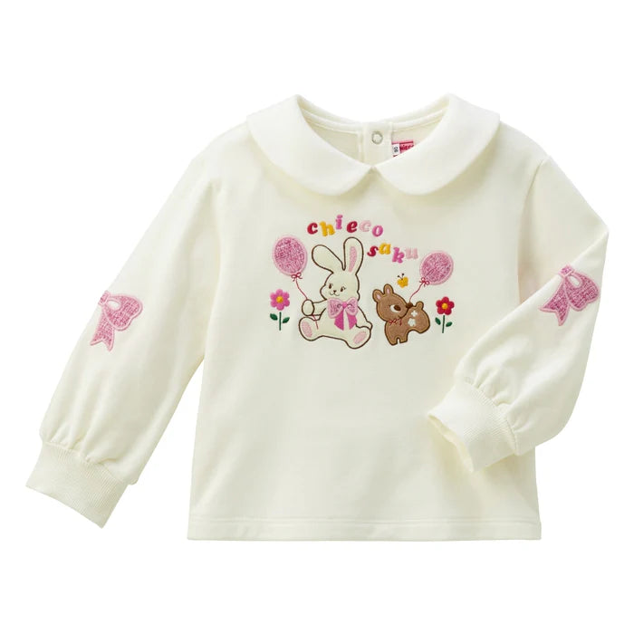 미키하우스 티셔츠 일본 키즈 스웨터 트위드 리본 니트 화이트