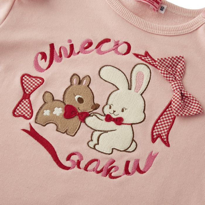 미키하우스 티셔츠 일본 키즈 긴팔티 체크 리본 치에코 사쿠