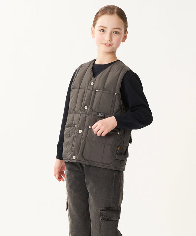 타이온 키즈 패딩 조끼 일본 TAION 베스트 워크 브이넥 버튼 다운 2컬러