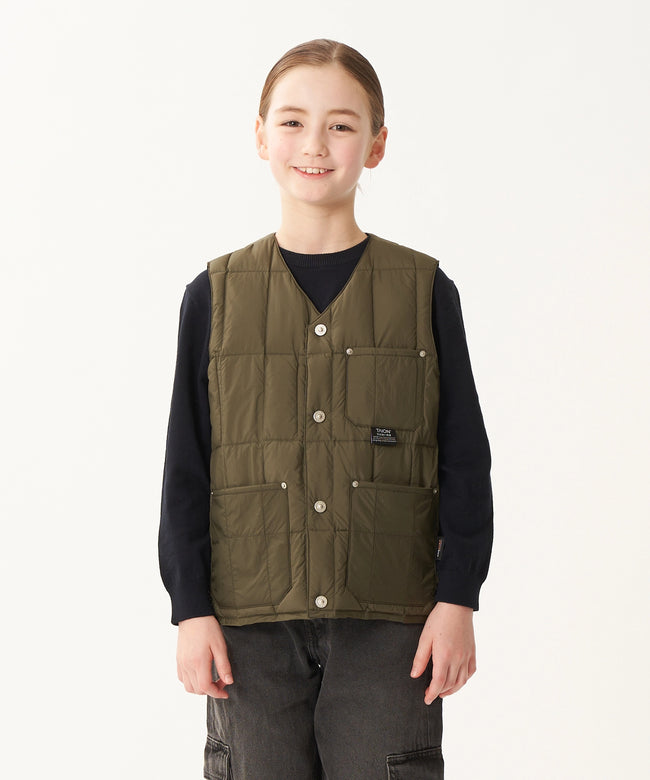 타이온 키즈 패딩 조끼 일본 TAION 베스트 워크 브이넥 버튼 다운 2컬러
