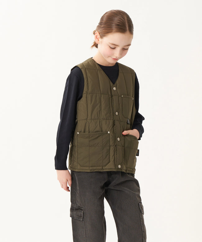 타이온 키즈 패딩 조끼 일본 TAION 베스트 워크 브이넥 버튼 다운 2컬러