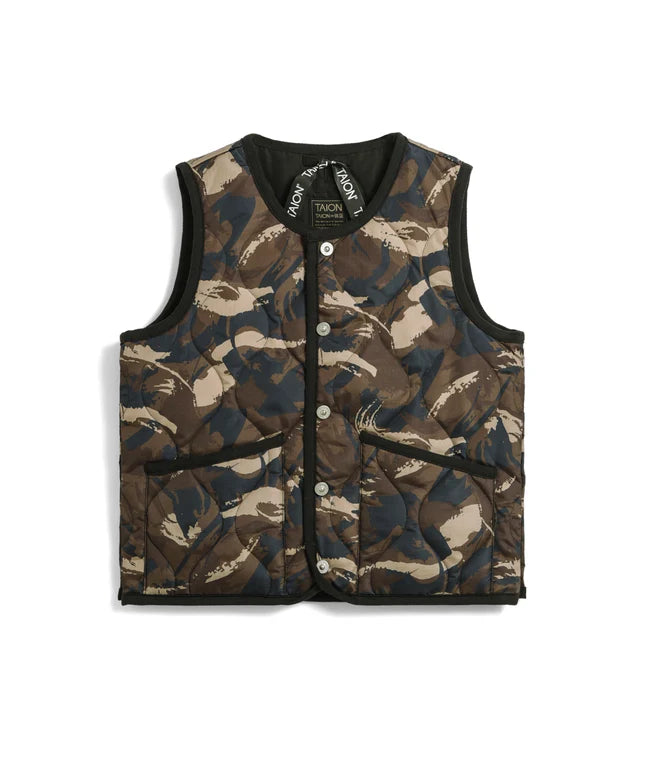 타이온 키즈 패딩 조끼 일본 TAION 베스트 밀리터리 크루넥 버튼 다운 7컬러