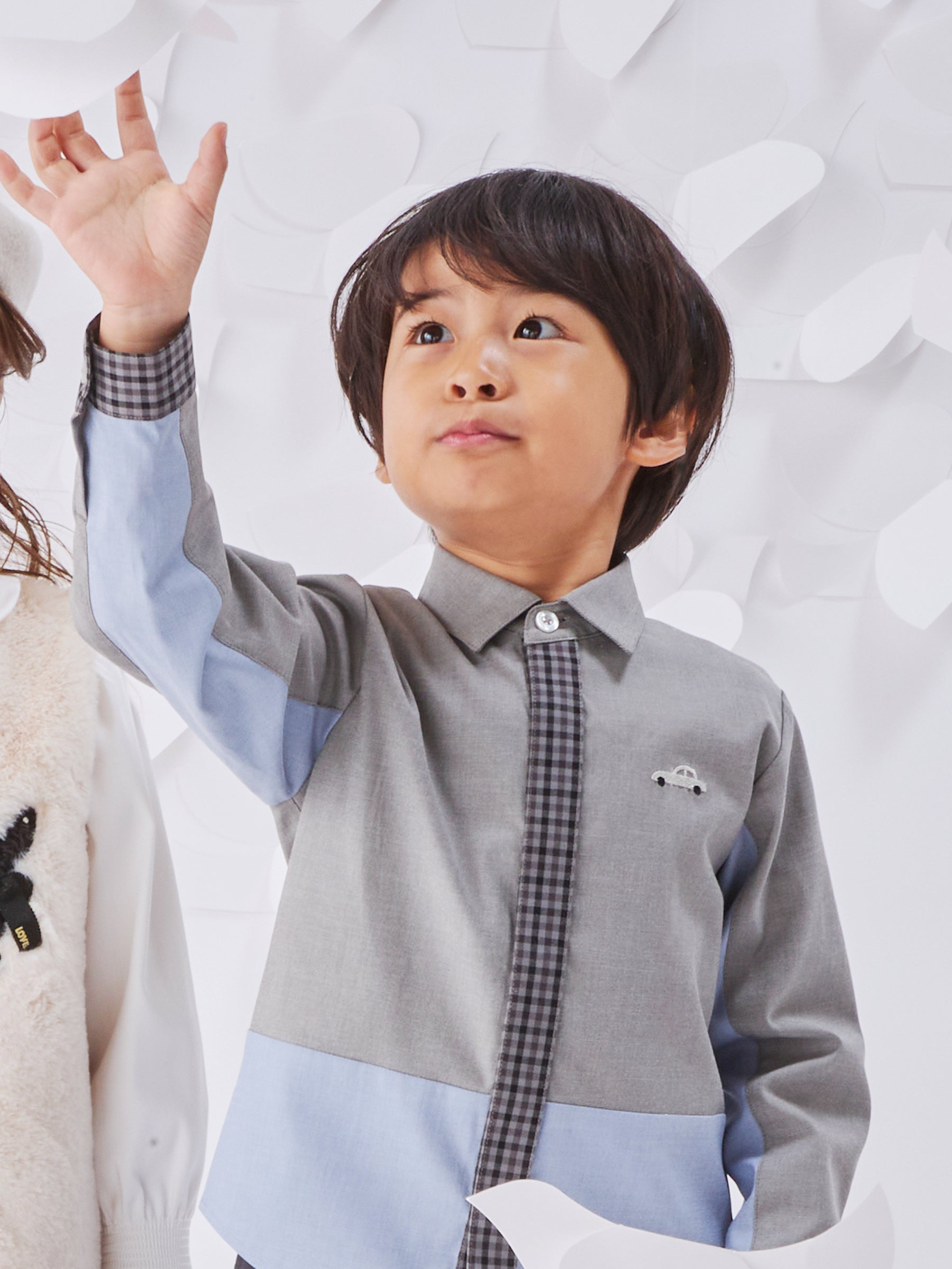파밀리아 키즈 셔츠 일본 familiar 아동복 배색 디자인 자동차 포인트 로고