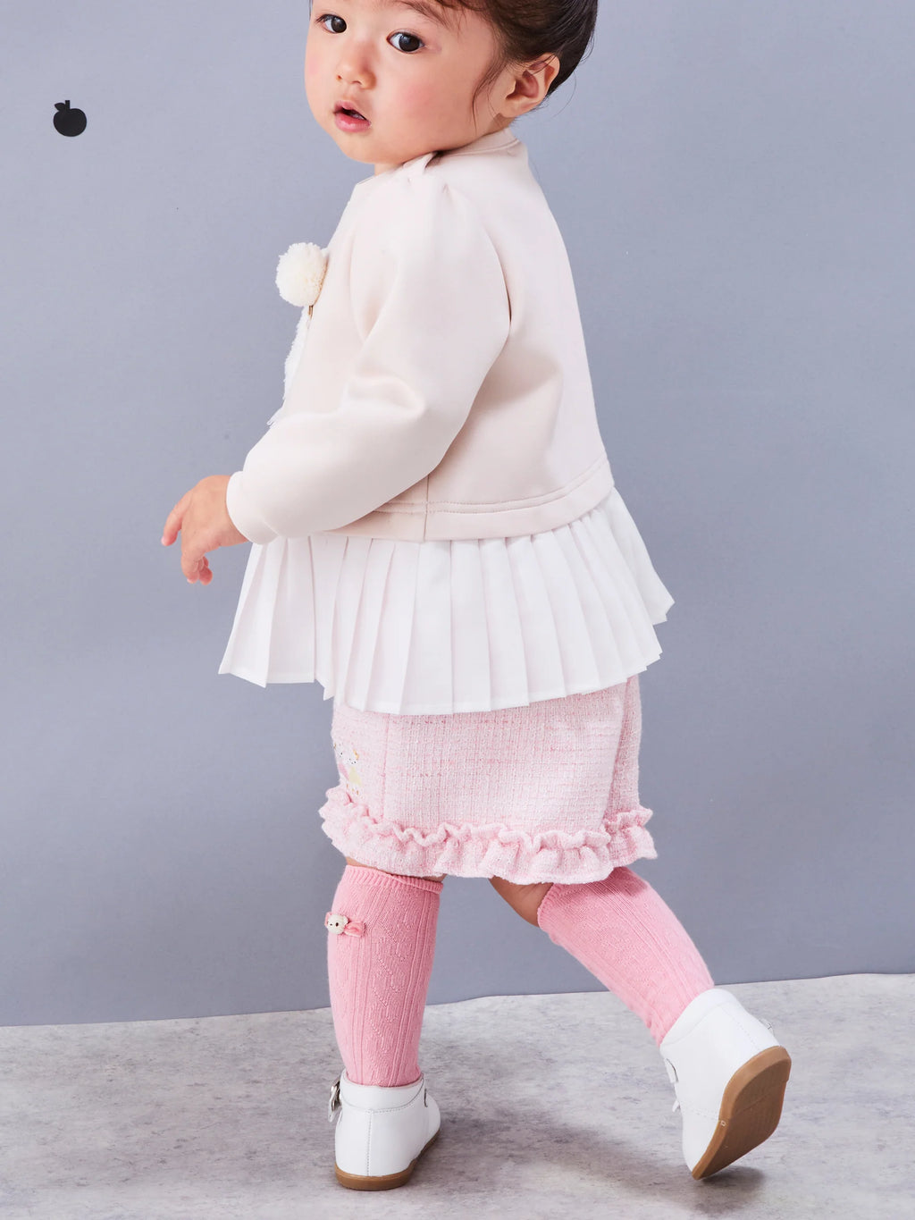 Familia Kids T-shirt Japanese familiar children's clothing tunic color blocking ribbed ribbon frill