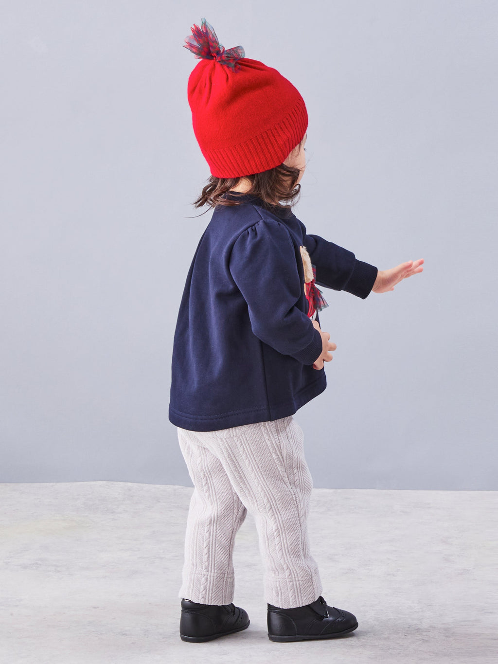 Familia Kids T-shirt Japanese familiar children's clothing check tulle ribbon original color