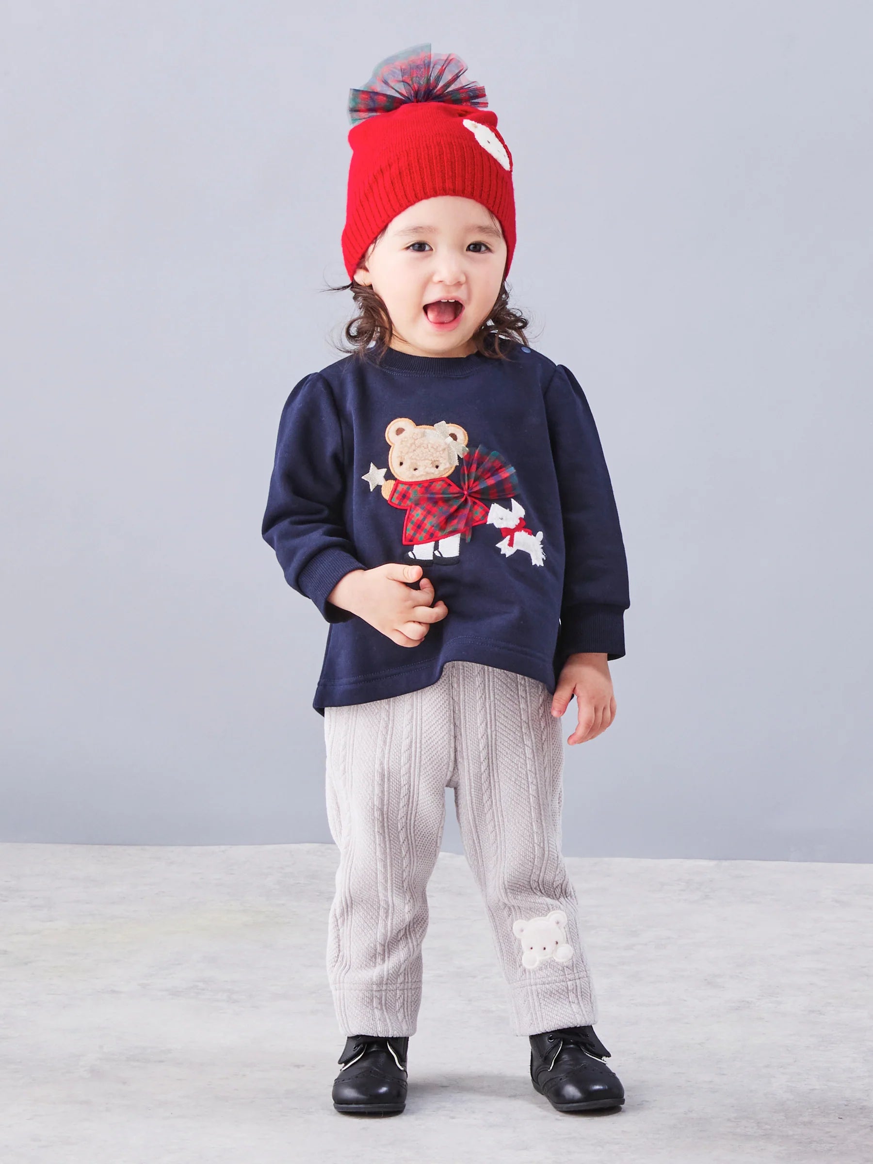 Familia Kids T-shirt Japanese familiar children's clothing check tulle ribbon original color