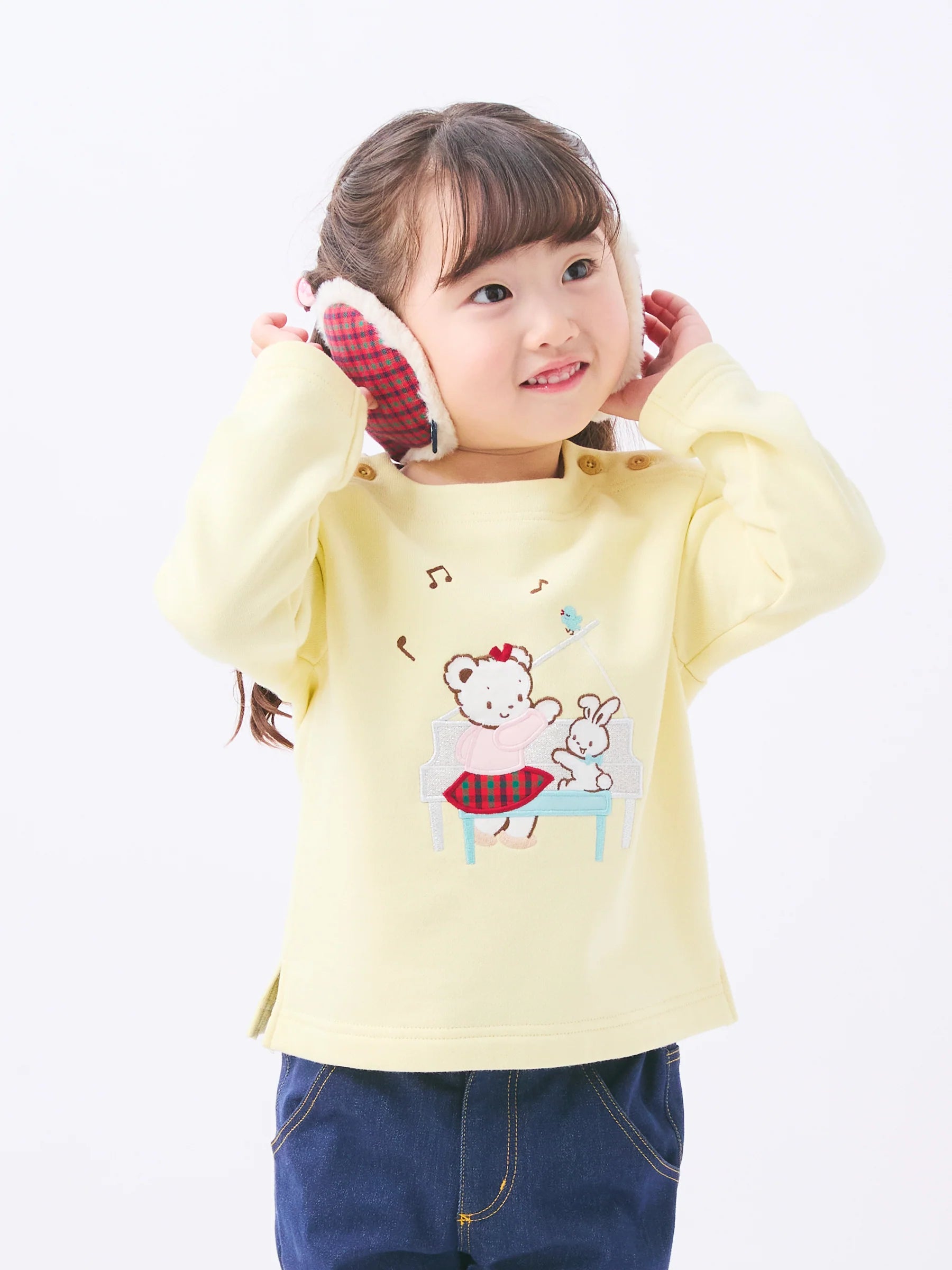 Familia Kids T-shirt Japanese familiar children's clothing boat neck check pattern Ria-chan