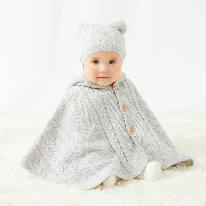 미키하우스 망토 일본 키즈 유아 니트 케이프 케이블  3컬러