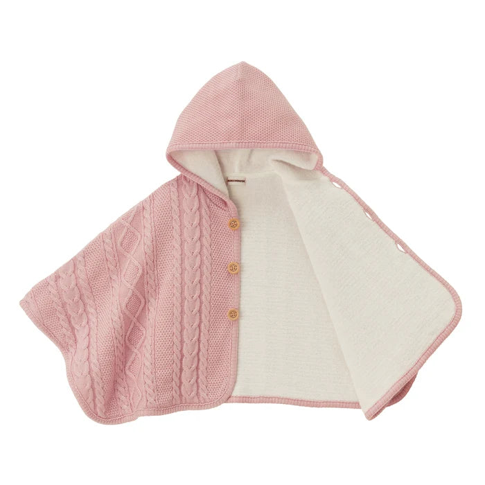 미키하우스 망토 일본 키즈 유아 니트 케이프 케이블  3컬러