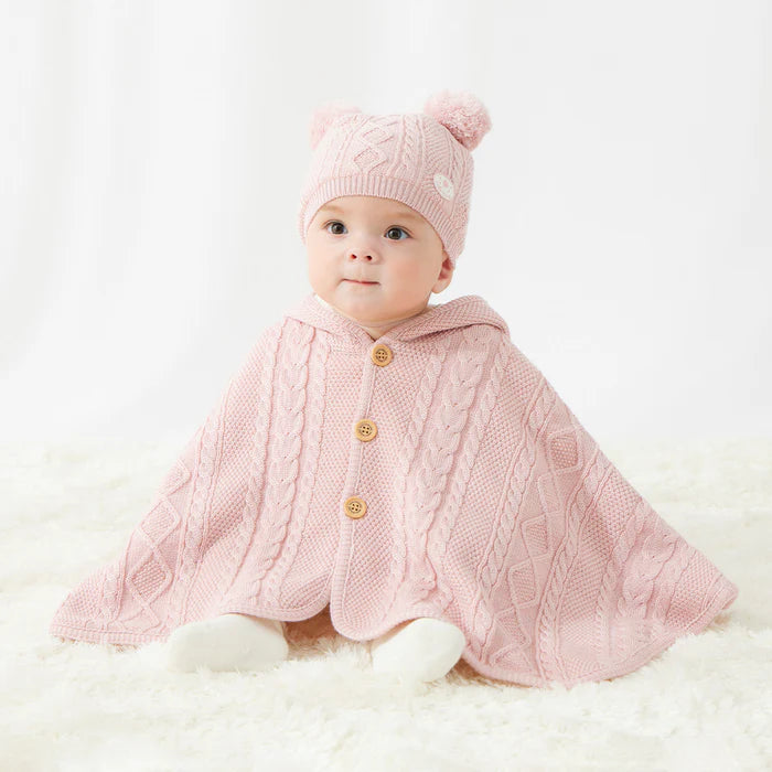 미키하우스 망토 일본 키즈 유아 니트 케이프 케이블  3컬러