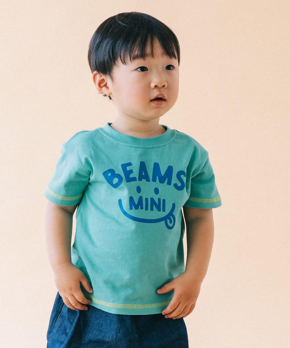 빔즈 키즈 티셔츠 일본 BEAMS 반팔티 스마일 로고 프린트 4컬러