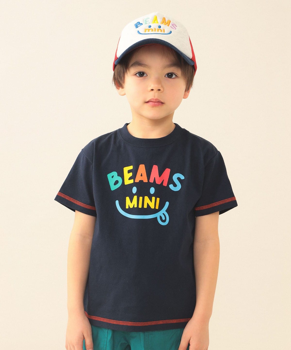 빔즈 키즈 티셔츠 일본 BEAMS 반팔티 스마일 로고 프린트 4컬러