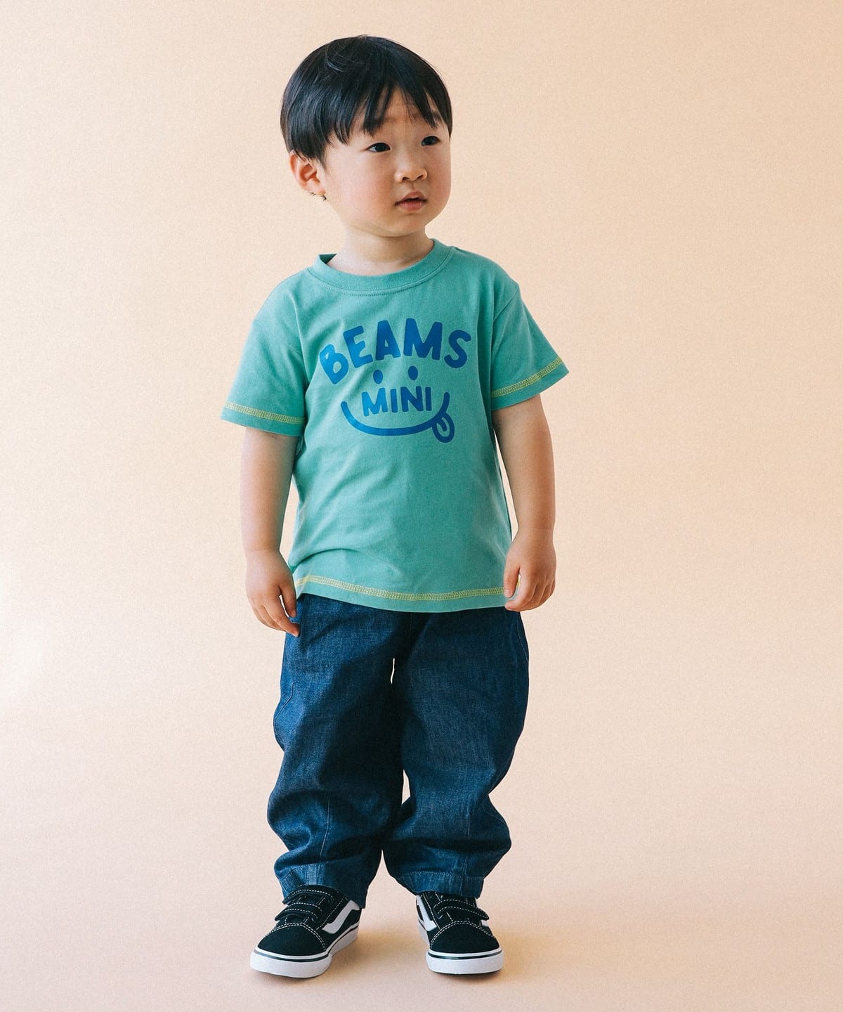 빔즈 키즈 티셔츠 일본 BEAMS 반팔티 스마일 로고 프린트 4컬러