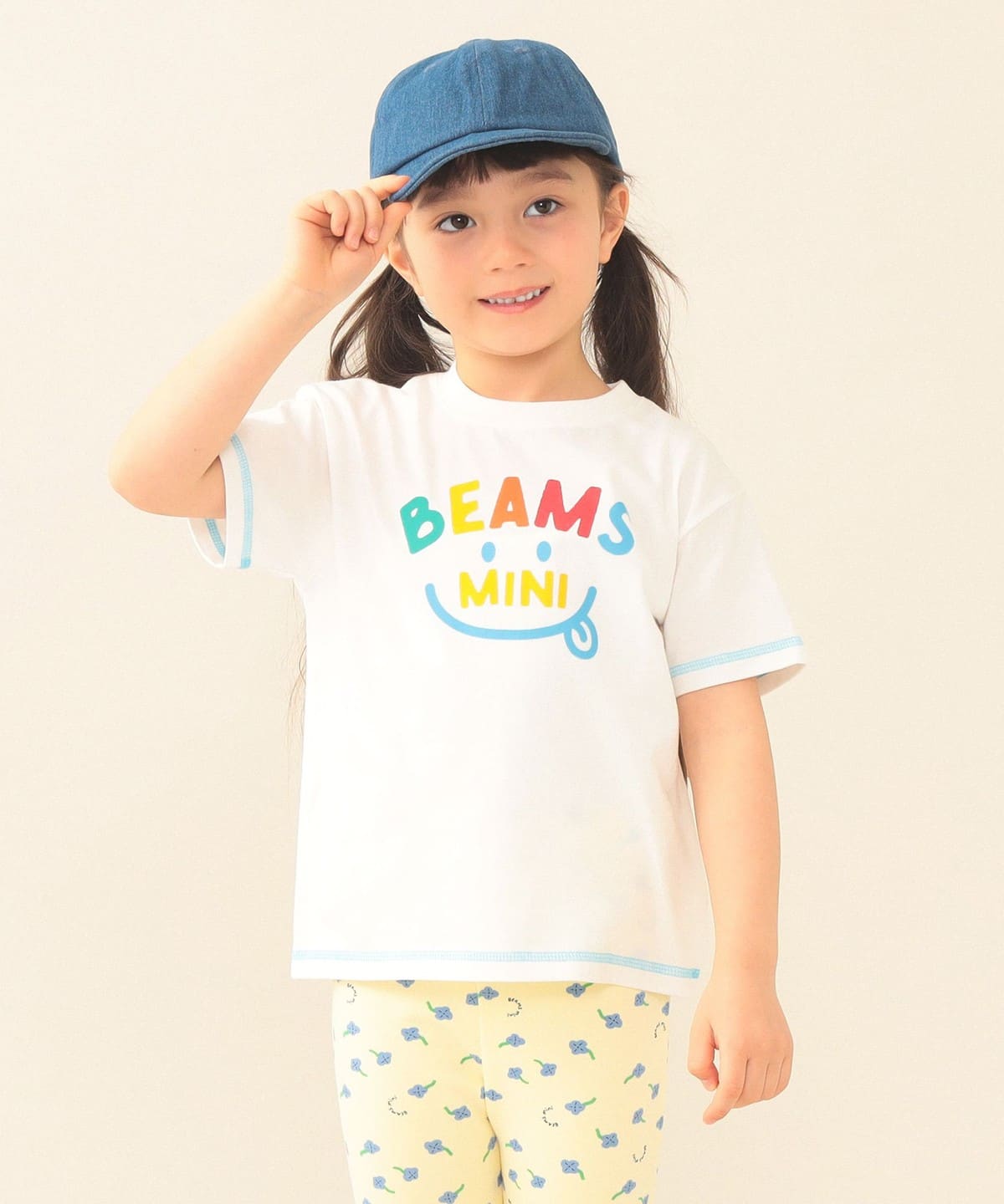 빔즈 키즈 티셔츠 일본 BEAMS 반팔티 스마일 로고 프린트 4컬러