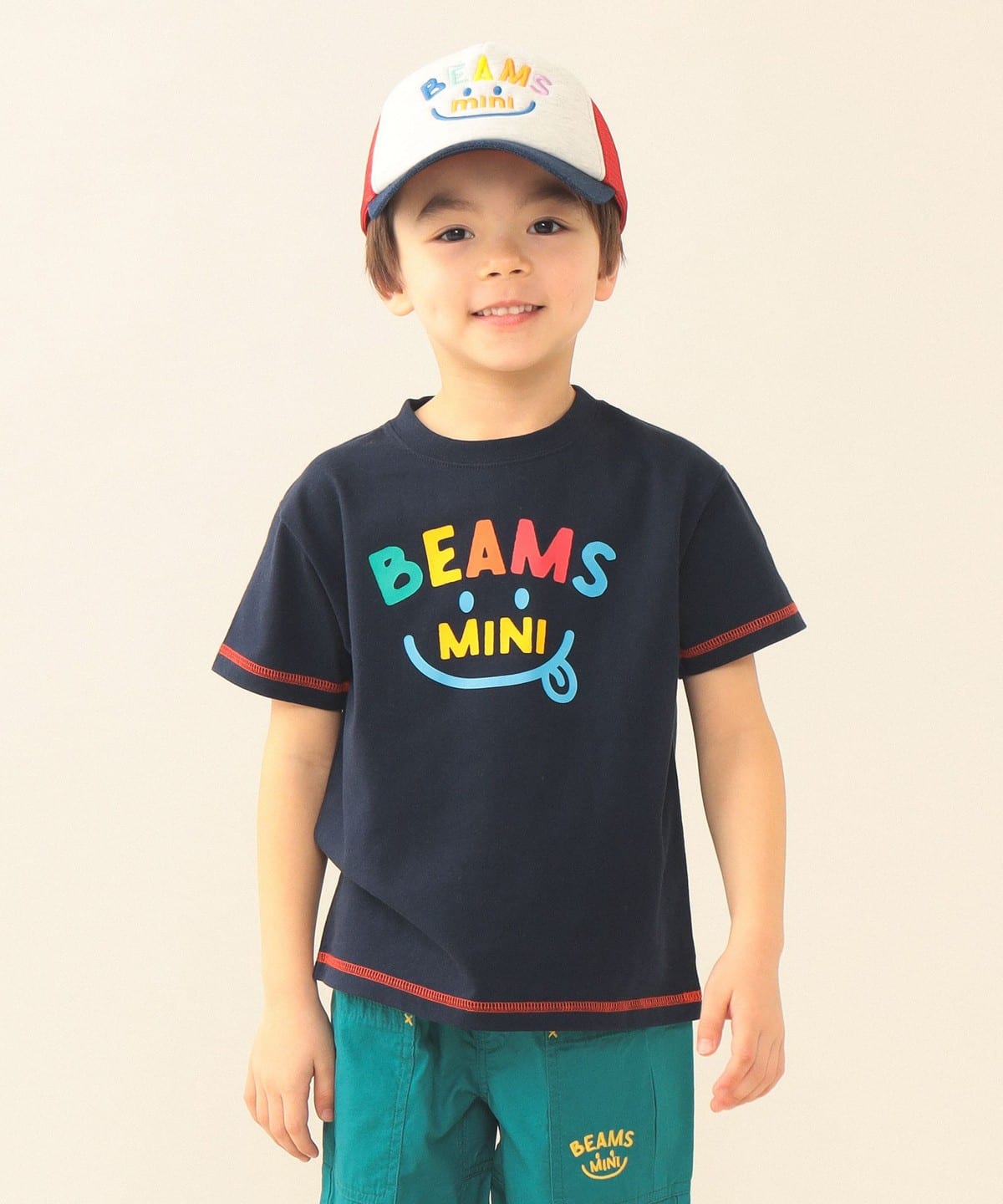 빔즈 키즈 티셔츠 일본 BEAMS 반팔티 스마일 로고 프린트 4컬러